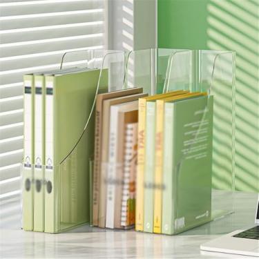 Imagem de Escritório Porta-arquivos de revistas, organizador vertical mesa para pasta documentos A4 Organizador de mesa(Clear)