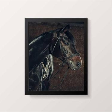 Imagem de Quadro Decorativo Cavalo Perfil 45X34Cm Com Vidro Preta