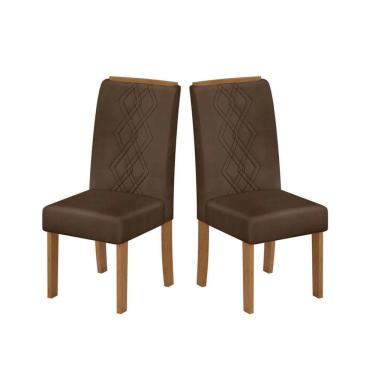 Imagem de Cadeira De Jantar Ayla Conjunto Com 2 Cadeiras Freijó Com Veludo Moca