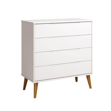 Imagem de Comoda Gaveteira Elfe Retro 4 Gavetas Branco Fosco - Moveisaqui