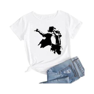 Imagem de Camiseta Gráfica Michael Jackson plus Size Para Mulheres, Estilo Haraj