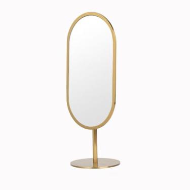 Imagem de Espelho de maquiagem cosmético de aço inoxidável - Espelho de maquiagem de mesa para balcão de joalheria e uso pessoal - Design resistente e elegante para aplicação de beleza impecável