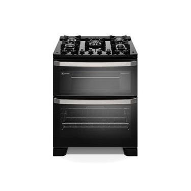 Imagem de Fogão 5 bocas Electrolux Preto Experience Mesa de Vidro, 2 Fornos e PerfectCook360 (FE5DB)
