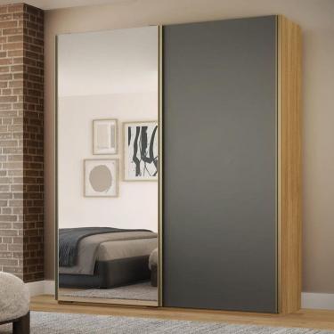 Imagem de Guarda Roupa Solteiro Espelho 2 Portas de Correr 3 Gavetas Raffinato Belmax