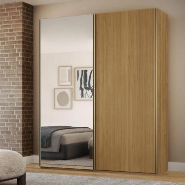 Imagem de Guarda Roupa Solteiro Espelho 2 Portas de Correr 3 Gavetas Raffinato Belmax