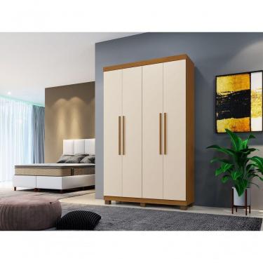Imagem de Roupeiro Milão 4 Portas 3 Gavetas Benetil Cinamomo/off White