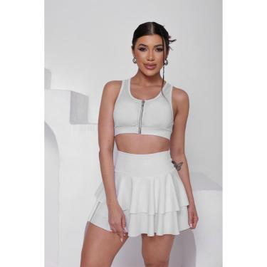 Imagem de Conjunto Short Saia Dupla Camada E Top Ziper E Bojo Wolfox-Feminino