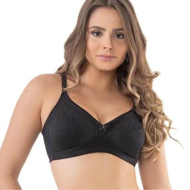 Imagem de Sutiã Clássico DelRio 40040 Cetinete Com Renda, Preto, 50