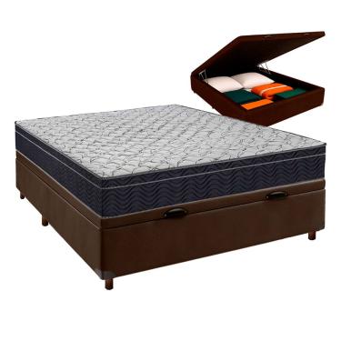 Imagem de Box Bau Blindado Marrom e Colchão Casal Airtech 150 Ortobom