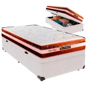Imagem de Cama Box Baú Solteirão e Colchão Esplendor Molas Ensacadas Luckspuma B