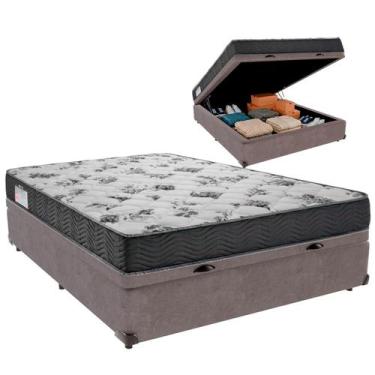 Imagem de Cama Box Baú Viúvo e Colchão ISO 100 D33 Ortobom Cinza