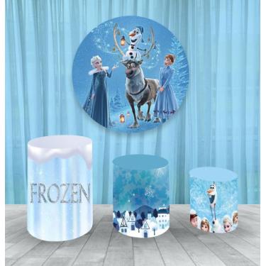 Imagem de Painel Redondo 1,50m E Trio Capa De Cilindro Frozen 2 - Fantasia Brás,