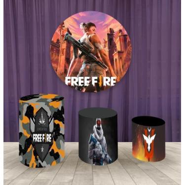 Imagem de Painel Redondo 1,50m E Trio Capa De Cilindro Free Fire Mod.9 - Fantasi