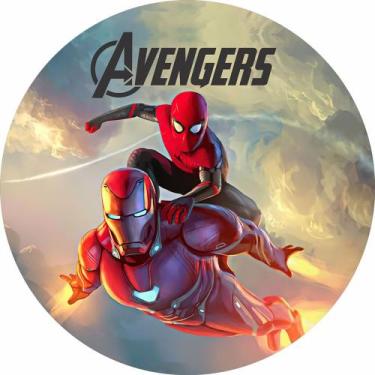 Imagem de Painel Festa Redondo Homem Aranha e Homem de Ferro, Marvel 3d Sublimad