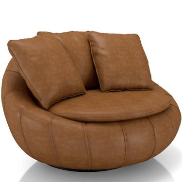 Imagem de Poltrona Giratória Para Sala De Estar Decorativa Kira M03 Couríssimo Whisky - Lyam Decor