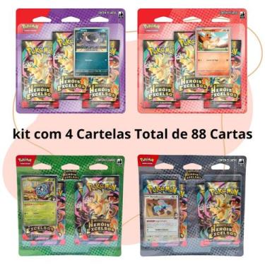 Imagem de Pokemon Heróis Excelsos Mega Evolução 88 Cartas KIT COM 4 PACK - Copag