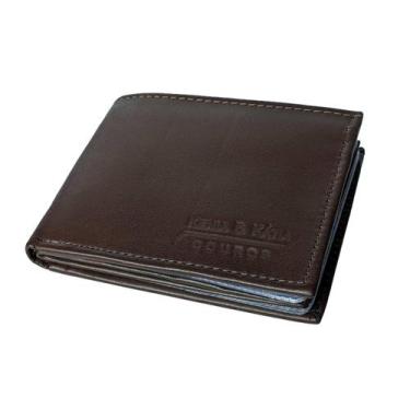 Imagem de Carteira Masculina Grande Em Couro Porta Cheque Dinheiro Moedas Classi