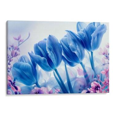Imagem de Quadro Flores - Tulipas Azuis no Jardim dos Sonhos Eternos - Mioquadro