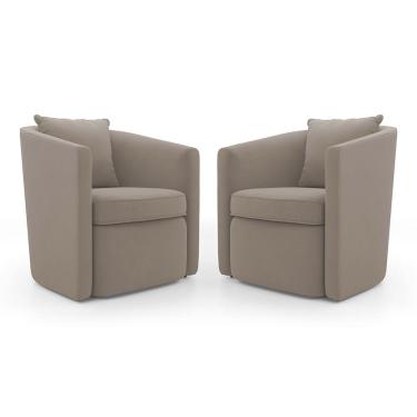 Imagem de Kit 02 Poltronas Decorativas Sala de Estar Aimê Suede Bege - Abmaza