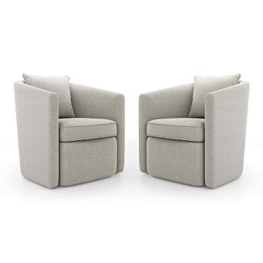 Imagem de Kit 02 Poltronas Decorativas Sala de Estar Aimê Bouclê Bege - Abmaza