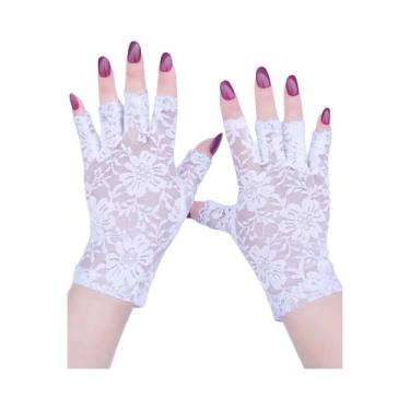 Imagem de Luvas Pretas De Renda Sem Dedos Para Mulheres, Sensuais, Com Proteção 