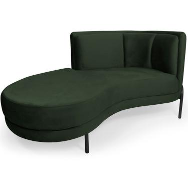 Imagem de Sofá Chaise Esquerdo Sala De Estar Penélope Base Preto Veludo Verde Musgo - Nexta Casa