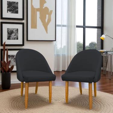 Imagem de Kit 02 Cadeiras Decorativa Estofada Para Sala Recepção Cozinha Lua Star Veludo Cinza Escuro Eli Móveis E Decoração