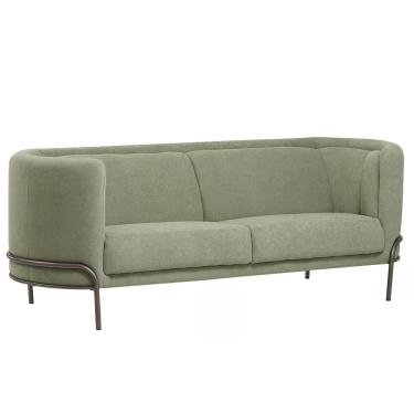 Imagem de Sofá Luminne 3 Lugares 180cm Base Titânio Bouclé Verde Claro - Nexta Casa