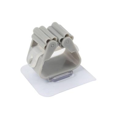 Imagem de Kit Suporte para Vassouras e Rodo de Parede Multiuso com Gancho Reforçado para Cozinha e Banheiro Cinza OEM