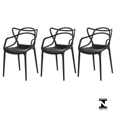 Imagem de Kit 3 Cadeiras Allegra Preta Sala Cozinha Jantar