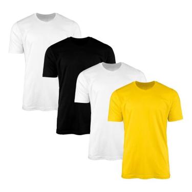 Imagem de Kit 4 Camisetas Masculina Lisa Básica 100% Algodão-Masculino