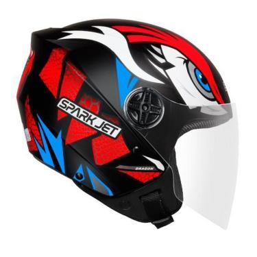 Imagem de Capacete Aberto Ebf Spark Jet Dragon Vermelho Masculino e Feminino Moto Motoqueiro Moto...