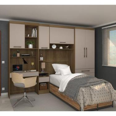 Imagem de Guarda Roupa Solteiro Modulado com Escrivaninha Paris Luciane M01 Cor: