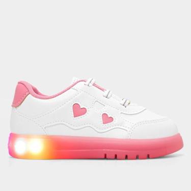 Imagem de Tênis Infantil Molekinha Menina, Branco, Rosa, 20