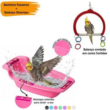 Imagem de Kit Banheira Grande decorada + Balanço Diversao Passaros - toco tucano