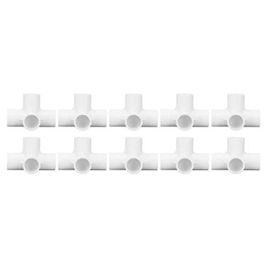 Imagem de Conjunto de Saída de Conector de Tubo de Cotovelo de 4 Vias Em PVC para Conexão de Móveis Resistente 25mm (Branco)