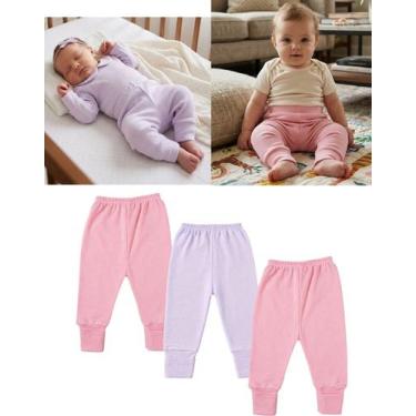 Imagem de kit 3 calças Culote Mijão canelado com Virapé RN AO G Cor:2 rosa 1 lil