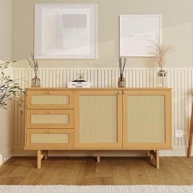 Imagem de Buffet 2 Portas 3 Gavetas Rattan Magna CabeCasa MadeiraOriginals Mel -