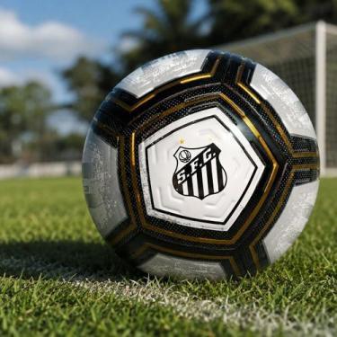 Imagem de Bola de Futebol de Campo Santos FC N 5 Pro Preta Branca e Dourada - DU