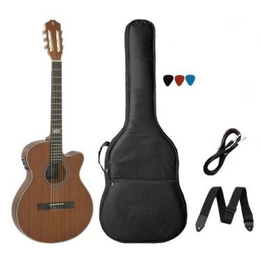 Imagem de Kit Violão Strinberg Elétrico náilon Flat SL200 Mogno