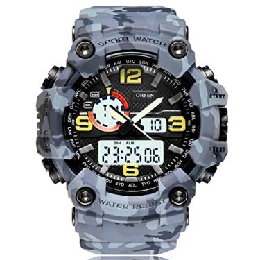 Imagem de Relógio Digital Masculino Camuflado Militar Tela Led Relógio de Pulso Esportivo A Prova D'água Multifuncional (C5)
