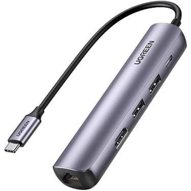Imagem de Hub Macbook Mac Book Thunderbolt Usb-c, adaptador multiportas 5 em 1 com porta Gigabit Ethernet 4K HDMI USB C PD carregamento e 2 USB 3.0 compatíveis com MacBook, iPad Pro, XPS, Pixelbook,