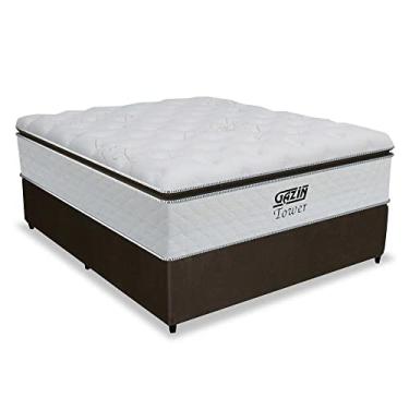 Imagem de Cama Box Casal Colchão de Molas Pocket Ensacadas Tower Gazin 138x188x72cm Branco/Marrom