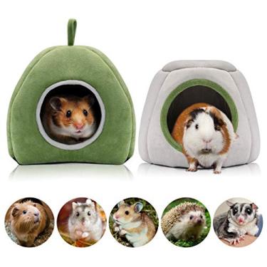 Imagem de YUEPET Cama de porquinho-da-índia pacote com 2 - acessórios laváveis para gaiolas de animais pequenos, esconderijo para porquinho-da-índia, chinchila, hamsters, ouriço