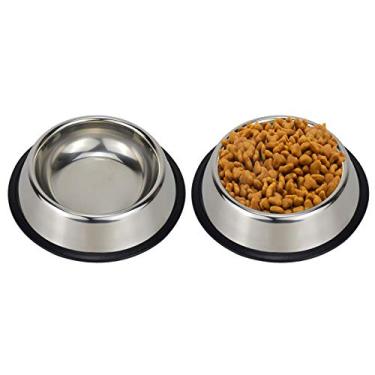 Imagem de Tigelas de aço inoxidável para cães Podinor, comida antiderrapante e água antiderrapante para alimentadores de gatos para animais de estimação empilháveis para cães pequenos, médios e grandes (pacote com 2)