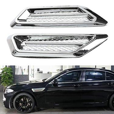 Imagem de Acessório adesivo universal para decoração de ventilação lateral para-lama fluxo de ar do carro, 1 par