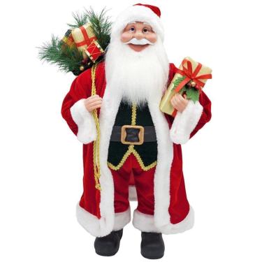 Imagem de Papai Noel Casaco Vermelho Longo Luxo Saco Presentes 60cm - Master Christmas
