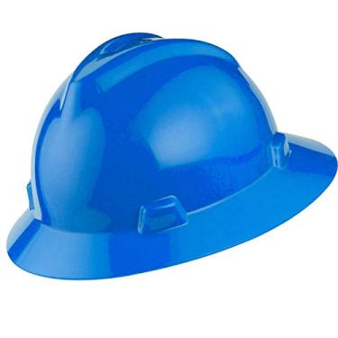 Imagem de MSA 475368 V-Gard Full-Brim Hard Hats, Ratchet Suspension, Size 6 1/2-8, Blue