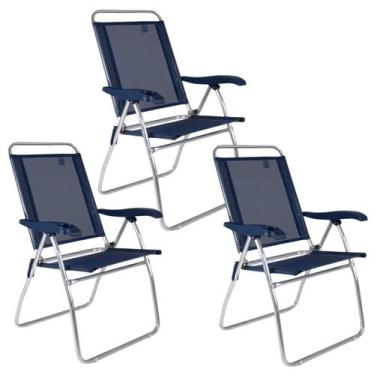 Imagem de Kit 3 Cadeira Alta Boreal Reclinável 4 Posições Alumínio Suporta 110 K
