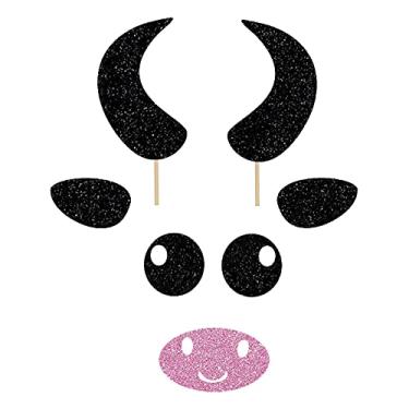 Imagem de Qerleny topo de bolo de vaca feito à mão topo de bolo de vaca fofo decoração de festa de chá de bebê